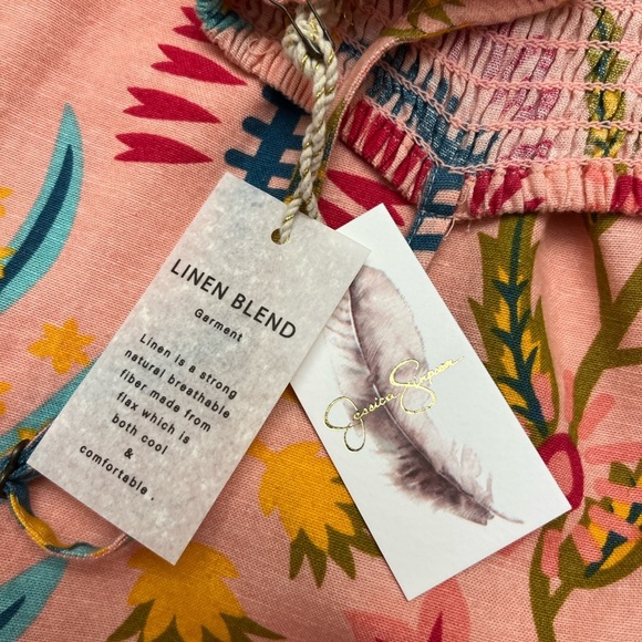 Jessica Simpson Floral Mini Sundress Size Small Linen Blend Colorful Summer NWT - Picture 10 of 12